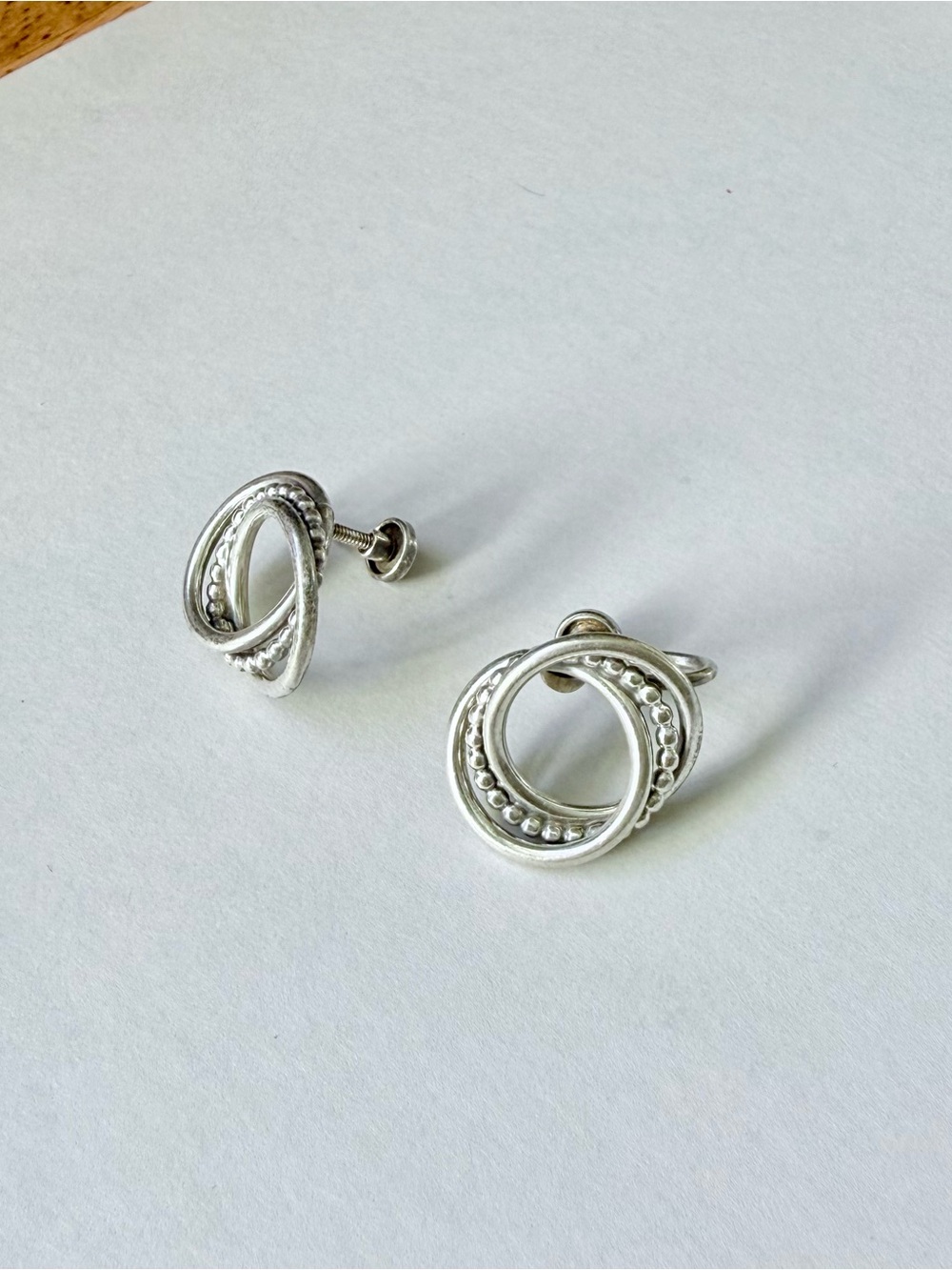 Vintage Beau Sterling Silver Modernist Swirl Screw-Back Earrings